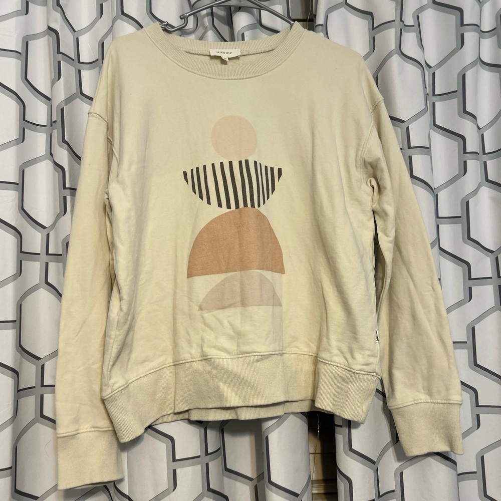 Bohme Cream Graphic Long Crew Neck
